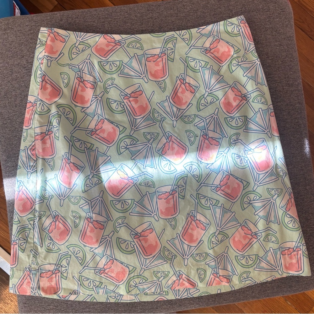 Vineyard Vines Mint Green Cocktail-Print A-Line Skirt